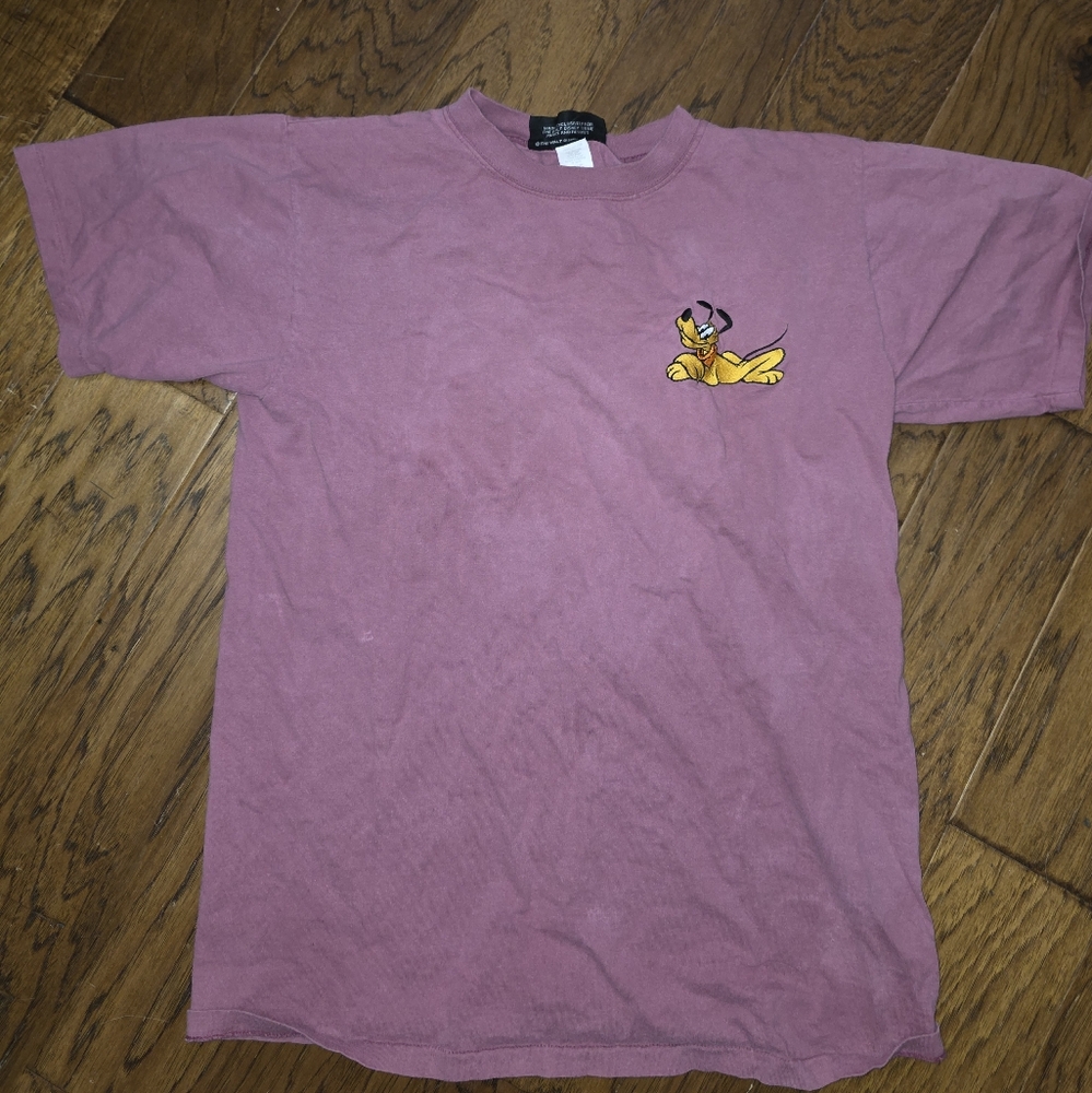 Disney Maroon T-Shirt Pluto Embroidered. Sz Med